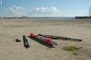montaje de una vela de windsurf