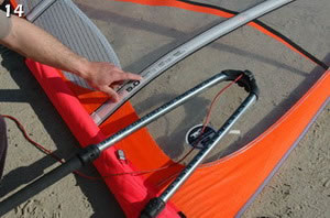montaje de una vela de windsurf