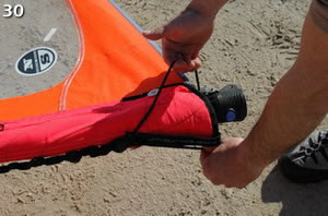 montaje de una vela de windsurf