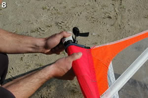 montaje de una vela de windsurf
